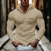 abordables sweats à capuche basiques pour hommes-Homme Sweat à capuche Sweat-shirt zippé Abricot Noir Blanche Gris À capuche Uni Zip Up Poche Avant Sport &amp; Loisir Occasionnel Quotidien Streetwear Frais Vêtements de sport Automne &amp; Hiver Vêtement