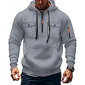 preiswerte Basic-Hoodies für Herren-Herren Kapuzensweatshirt Viertelreißverschluss Kapuzensweatshirt Schwarz Armeegrün Marineblau Khaki Hellgrau Mit Kapuze Einfach Tasche Kordelzug Sport &amp; Outdoor Täglich Ferien Polyester Streetwear