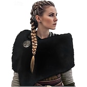preiswerte Umhänge &amp; Mäntel-Retro Vintage Mittelalterlich Renaissance Umhang Schals Kunstpelzkostüm Krieger Wikinger Kostüm Damen Vikinger Halloween Karneval Leistung Party LARP Erwachsene Schal