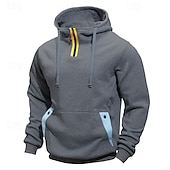 preiswerte Basic-Hoodies für Herren-Herren Kapuzensweatshirt Viertelreißverschluss Kapuzensweatshirt Schwarz Marineblau Khaki Hellgrau Dunkelgray Mit Kapuze Farbblock Patchwork Tasche Sport &amp; Outdoor Täglich Ferien Polyester Streetwear