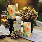 abordables Bougies lumineuses-1/2 paquet 15 * 7cm bougie électronique de simulation LED en relief bougie en cire de paraffine tête de flamme vacillante Halloween Thanksgiving en forme de citrouille lumière d&#039;ambiance de fête