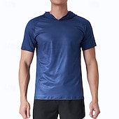 economico Cime-Per uomo Maglia da prestazione Maglietta sportiva Manica Corta Felpa con Cappuccio Top Esterno Asciugatura Rapida Traspirante antiodore Poliestere Patchwork Grigio scuro Blu Grigio chiaro Pesca