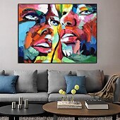 preiswerte Ölgemälde-handgefertigtes Ölgemälde auf Leinwand, Wandkunst, Dekoration, modernes abstraktes Gesicht für die Inneneinrichtung, gerolltes, rahmenloses, ungedehntes Gemälde