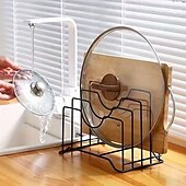 cheap Kitchen Storage-Pot Lid Holder and Cutting Board Organizer, Freestanding Iron Drain Rack for Kitchen Countertop, Cabinet or Shelf, Multipurpose Kitchen Organizer and Storage Accessory