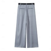 economico gamba larga e vita alta-Per donna Gamba larga Chinos Casual Lunghezza intera Naturale Semplice Gamba larga Comodo Traspirabilità Casual Quotidiano Vinaccia Nero 1 # Nero Verde militare Primavera Autunno Vestibilità comoda