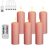 preiswerte Kerzenlicht-3/4/6/9 Stück Halloween Weihnachten zylindrisches Laden elektronisches Kerzenlicht Fernbedienung Timing Innen- und Außenbereich Hof Hochzeit Party Atmosphäre Dekoration hellviolett rosa