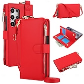 cheap Samsung Cases-Phone Case For Samsung Galaxy S25 S25 Plus S25 Ultra S23 Ultra Plus S23 Ultra S23 Plus A73 A53 A13 5G Wallet Case Zipper with Lanyard Card Slot Retro TPU PU Leather