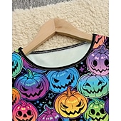tanie Dziewczęce kostiumy na Halloween-Halloween Dziewczyny &#039; 3D Halloweenowa dynia Sukienka Długi rękaw Lato Wiosna Urlop Codzienny Święto Księżniczka Piękny Słodkie Dzieci 4-12 lat Codzienne sukienki Sukienka A line Do kolan Regularny