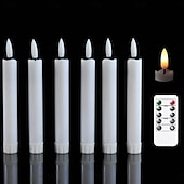 economico Luci di candela-6 candele elettroniche di simulazione di Halloween e Natale da 16,5/17,5/22,5 cm, con telecomando, batteria AAA, per interni ed esterni, per feste nuziali, decorazioni luminose