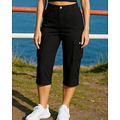 abordables Running Shorts-Women's Sweatpants Jogging Pants Cargo Capri Pants Pockets Straight Leg High Waist Bottoms Gym Athleisure Workout Fall / Winter Micro Elasticity Breathable Hiking Workout Athletic Loose Fit Sportswear