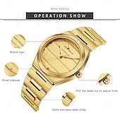 levne Quartz hodinky-MINI FOCUS Dámské Křemenný Módní Obchodní Wristwatch VODĚODOLNÝ Světový čas Ozdoby Nerez Hodinky