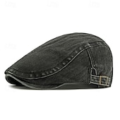 tanie Czapki męskie-Męskie Kapelusz Ascot Kapelusz gazeciarza Czarny Wino 100% bawełna Moda Codzienny Ulica Codzienny Równina Regulowany Filtr przeciwsłoneczny Oddychający