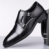 abordables Officiel-Chaussures habillées en cuir à double boucle pour homme – élégantes chaussures de soirée marron pour mariages, tenues de bureau et cérémonies