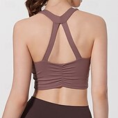 abordables Soutiens-gorge de sport &amp; gilets-Femmes Débardeurs d&#039;entraînement Soutien-Gorges de Sport Sous-vêtement Séchage Rapide Supports élevés Respirant Sans-Fil Rembourré Couleur Unie / Unie Sport Tenues de Sport Noir Jaune Salle de sport