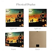 cheap Halloween Wall Tapestries-Halloween LED Canvas Wall Art LED Lighted Up Wall Decor 2AA Battery Operated Lighted Canvas Print LED Light Kitchen Bedroom or Home Decor Waterfall