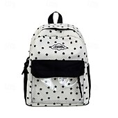 abordables Sacs à dos de Collège-Sac à dos mignon à imprimé étoiles pour filles avec poche avant transparente – cartable kawaii en toile pour adolescentes et pour la rentrée