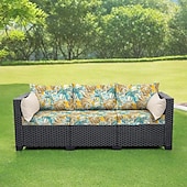 cheap Sofa Cover-Outdoor Seat Cushion Cover For Patio Floral Yarn Dyed Microfiber Slipcovers