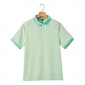 billige Golfpolo for menn-Herre Med Tekstur Golf skjorte Avslappet Virksomhet Klassisk Kortermet Mote Moderne Helfarge Hawaii Knapper Sommer Vår Vår sommer Normal Svart Hvit Grønn Kakifarget Med Tekstur