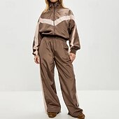 رخيصةأون بدلات رياضية-نسائي بدلة رياضية بنطلونات بنطلون رياضي رباط جيب ألوان متناوبة أطقم ملابس رياضية الربيع أسود أحمر الصالة الرياضية تدريب ركض خصر عالي ضد الهواء خفة الوزن رطوبة فتل كم طويل رياضة ألبسة رياضية مرن نسبياً