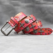 Недорогие Мужские ремни-Муж. ремень Автоматическая пряжка Быстрый выпуск Кожа PU Сплав Винтаж Прочный Регулируется Крест Черепа Синий Серебряный на открытом воздухе Повседневные Пояс на талию