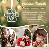 abordables Noël-Ornement de projection de patte de chien photo personnalisé de Noël, cadeau commémoratif personnalisé, breloque pour arbre de Noël, décoration suspendue, cadeau de Noël pour elle/lui/famille