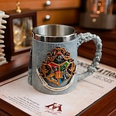 economico Tazze e tazzine-Tazza con emblema del castello magico, boccale da birra retrò in acciaio inossidabile, tazza regalo dell&#039;accademia dei maghi, bicchieri fantasy per fan e collezionisti