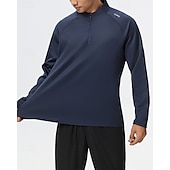 abordables Tapas-Hombre Sudadera tipo jersey Camisa para senderismo cima de senderismo Manga Larga Escote Chino Camiseta Al aire libre Reductor del Sudor Transpirable Invierno Cremallera de un cuarto Poliéster Negro