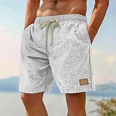 billiga Semester-Herr Shorts Sommarshorts Beach Shorts Ficka Elastisk midja Snörning Slät Komfort Andningsfunktion Knelängd Semester Helgdag Strand Semester Hawaiisk Svart Rodnande Rosa Oelastisk