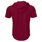 Недорогие основные футболки-Муж. Футболка Короткие рукава Толстовка с капюшоном Капюшон Лето Все сезоны Сплошной цвет Мода Оригинальный рисунок Спортивные Кулиска Классический Капюшон Для улицы Повседневные На выход