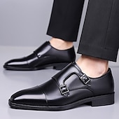 abordables Officiel-Chaussures habillées en cuir à double boucle pour homme – élégantes chaussures de soirée marron pour mariages, tenues de bureau et cérémonies