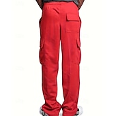 voordelige Joggingbroeken-Multi-pakketten 3 stuks Voor heren Zwart + grijs + blauw Joggingbroek met wijde pijpen Broek Elastische taille Trekkoord Effen Vakantie Alledaagse kleding Polyester Lente
