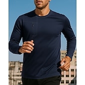 رخيصةأون هودي و سويت شيرت-رجالي قميص الجري قميص رياضي إحزم جيب كم طويل قمم ملابس الرياضة الخريف لون سادة سريع جاف متنفس المشي لمسافات طويلة اكتشف - حل رياضية ملابس رياضية ألبسة رياضية أسود أخضر أزرق داكن