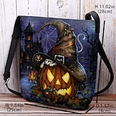 olcso Táskák-női halloweeni tökös crossbody táska - boszorkánykalap és macskaminta, állítható pánttal, könnyű, bolyhosított válltáska, tökéletes ünnepi bulikra és trick or treat eseményekre