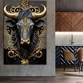 levne Zvířecí grafiky-1ks bezrámový moderní býčí zlatý umělecký dekorativní plátěný plakát pro dekoraci ložnice a obývacího pokoje