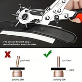 cheap DIY Art-1pc Heavy-Duty Faux Leather Belt Hole Punch Pliers  Rotary Steel Hand Tool with Red Rubberized Grip for Belts Sewing Projects &amp; Crafting  Perfect Gift for DIY Enthusiasts Faux Leather Hole Punch