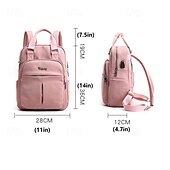abordables Sacs à dos de Collège-Femmes Sac à Dos Cartable Sac à Dos Fonctionnel Sac à dos scolaire École Quotidien Voyage Nylon Réglable Léger Fermeture éclair Gris foncé Noir Rose Claire