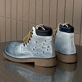 abordables Bottes de randonnée-Bottines à lacets en daim vert pour homme – chaussures de travail vintage pour l&#039;extérieur, idéales pour la randonnée automnale, le jardinage et le quotidien
