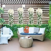 baratos Plantas Artificiais-Pacote com 4 flores artificiais penduradas, guirlanda de glicínias artificiais para decoração de jardim interno e externo, pátio, varanda, casamento e casa, plantas penduradas violetas para todas as