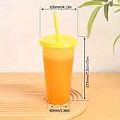 levne Sklenice-10 ks kelímků s víčky a brčky, které mění barvu, opakovaně použitelné sklenice na studené nápoje o objemu 710 ml/24 oz, plastové kelímky s teplotním senzorem, vhodné pro venkovní použití, cestování,