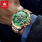 abordables Montres à quartz-OLEVS Hommes Montre à quartz Créatif Mode Décontracté Montre-bracelet Remontage automatique Phase de Lune Lumineux IMPERMÉABLE Acier Suivre