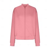 cheap Casual Jackets-Women&#039;s Casual Jacket Sport Jacket Textured Jackets Office / Career Daily Wear Going out Fall Regular Coat Stand Collar Regular Fit Warm Vintage Style Lady Casual Jacket Long Sleeve non-printing
