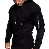 levne pánské základní mikiny s kapucí-Pánské Kapuce Černá Šedá Kapuce Bez vzoru Šňůrky Sporty a outdoor Denní Dovolená Polyester Šik ven Základní Na běžné nošení Jaro Podzim Oblečení Mikiny s kapucí Mikiny