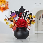 お買い得  ハロウィンのリースとフラワー装飾-ハロウィンの秋のデスクトップ飾り。フェイクカボチャ、カエデの葉、松ぼっくり、LEDライトの収穫祭の装飾。ハロウィン、不気味な秋のディスプレイ、秋の家の装飾。