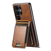 Χαμηλού Κόστους Samsung Θήκη-τηλέφωνο tok Για Samsung Galaxy S25 S24 S23 Ultra Plus S22 Plus Ultra Πίσω Κάλυμμα με βάση στήριξης Υποδοχή κάρτας Ανθεκτική σε πτώσεις Ρετρό TPU PU δέρμα