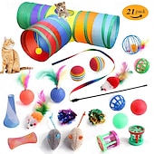 cheap Cat Toys-Ball Feather Toy Mice &amp; Animal Toy Tunnels Squeak Toy with Durable Pet Exercise Releasing Pressure Pet Training Teething Rope Toy for Cat Indoor Outdoor Pet Play