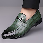 voordelige Loafers-Groene instappers met krokodillenmotief voor heren – casual zakelijke stijl, comfortabele schoenen van imitatieleer voor op kantoor en dagelijks gebruik