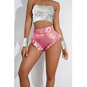 preiswerte Unterteile-Retro Vintage 1980er Glänzend Metallisch Shorts Hotpants Disco Einfarbig Kostüm Damen Karnevalskostüm Karneval Club Pride Parade Pride-Monat Erwachsene Shorts
