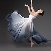 お買い得  バレエダンスウェア-女性用リリカルダンススカート グラデーションカラー シフォン ロングスイング シアー ラップスカート モダンバレエパフォーマンス用