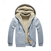 economico felpe in pile-Per uomo Felpa con cappuccio Felpa con zip Felpa con cappuccio in pile Nero Grigio chiaro Grigio scuro Con Cappuccio Semplice Con zip Tasca Frontale Sport &amp; Outdoor Casuale Quotidiano Streetwear Cool