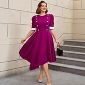 cheap Dresses-1950s Retro Vintage Midi Swing Dress Flare Dress Plus Size Solid Color Fit &amp; Flare Swing Fancy Dress Women's Vacation Homecoming Party &amp; Evening Adults' Dress Spring &amp; Summer